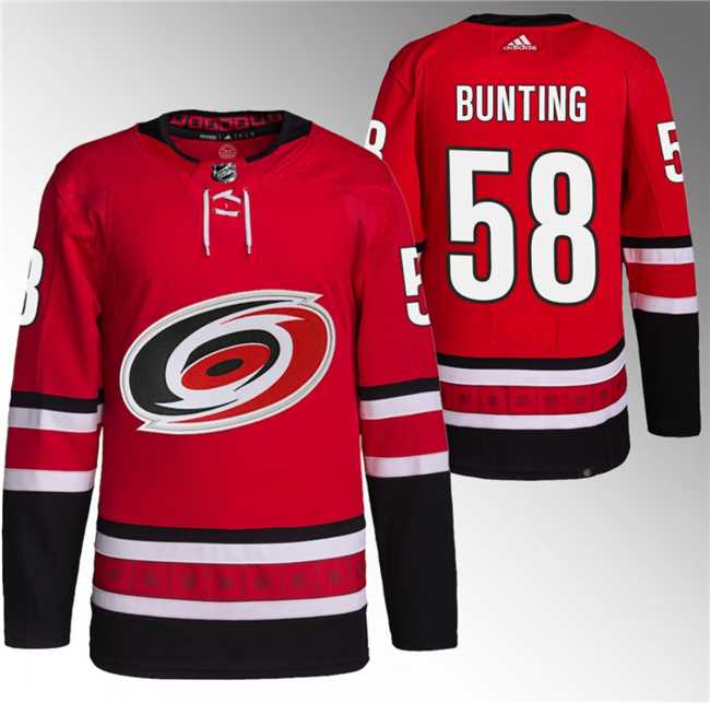 Men%27s Carolina Hurricanes #58 Michael Bunting Red Stitched Jersey->boston bruins->NHL Jersey